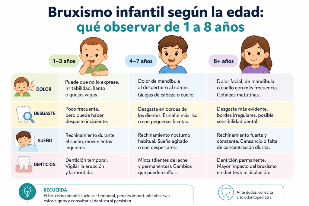 Bruxismo infantil según la edad: qué observar de 1 a 8 años